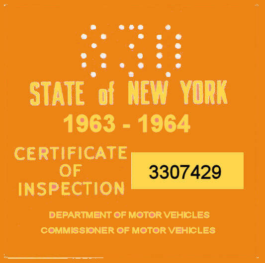 (image for) 1963-64 New York INSPECTION Sticker